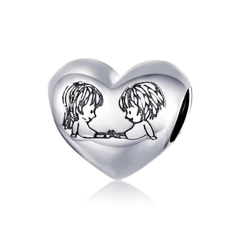 925 Sterling Silver Heart-Shape Collection Charms Cat Love Paw Footprints Charms Fit for Charm Bracelet Fine Jewelry