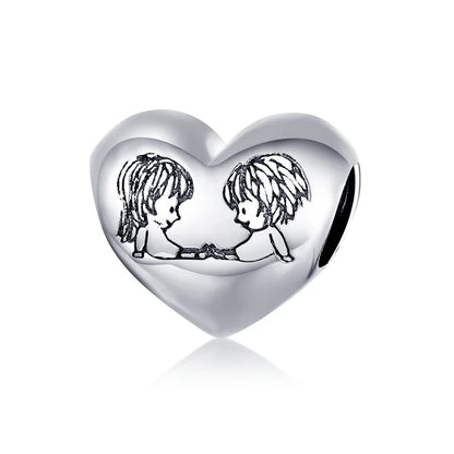 925 Sterling Silver Heart-Shape Collection Charms Cat Love Paw Footprints Charms Fit for Charm Bracelet Fine Jewelry