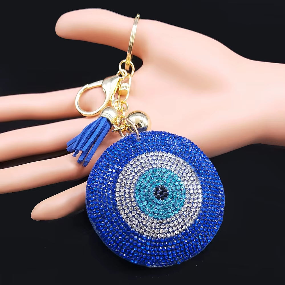 Purse Charm Evil Eye Braided - Blue