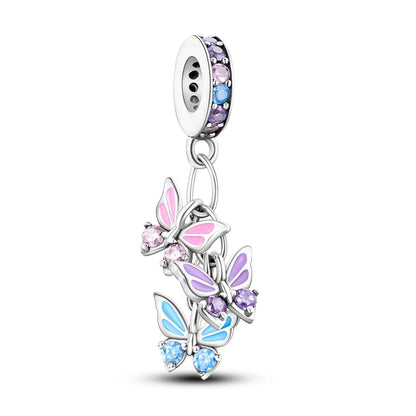 Pink Series Charms 925 Silver Perfume Butterfly Charm Beads Pendent Dangle Fit Original Bangle Charm Bracelet DIY Women Jewelry