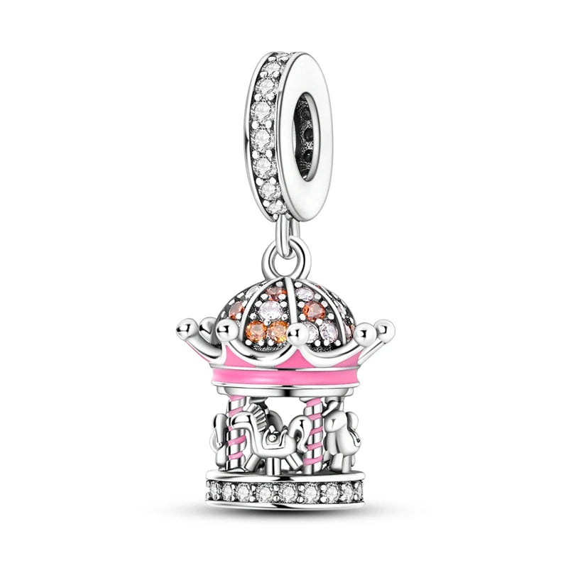 Pink Series Charms 925 Silver Perfume Butterfly Charm Beads Pendent Dangle Fit Original Bangle Charm Bracelet DIY Women Jewelry