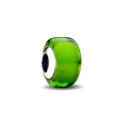 Matte Green Purple Pink Blue Murano Glass Charm Charms for Original 925 Charms Bracelet Silver Charm Bead for Women Jewelry