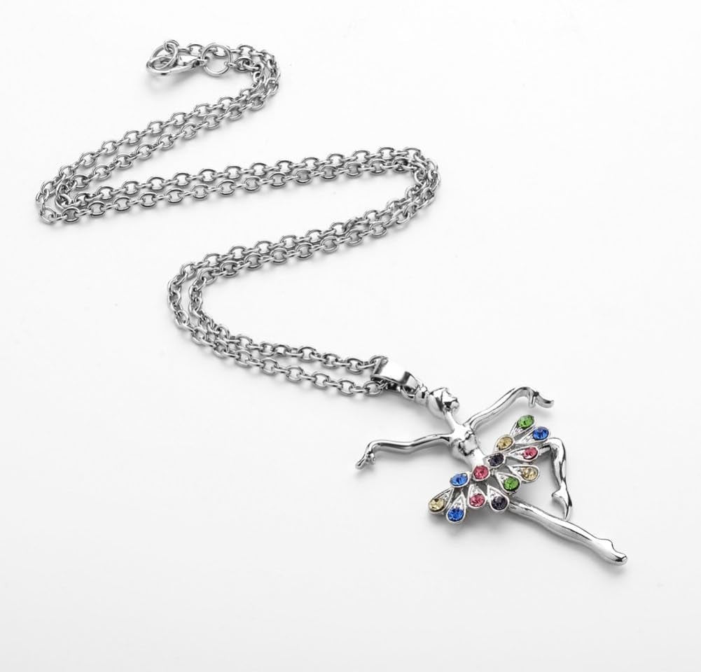 Necklances for Women Fashion & Fashion Lady Ballerina Pendant Necklace Rhinestone Charm Jewelry Xmas Gift, Rhinestone Zinc, Rhinestone