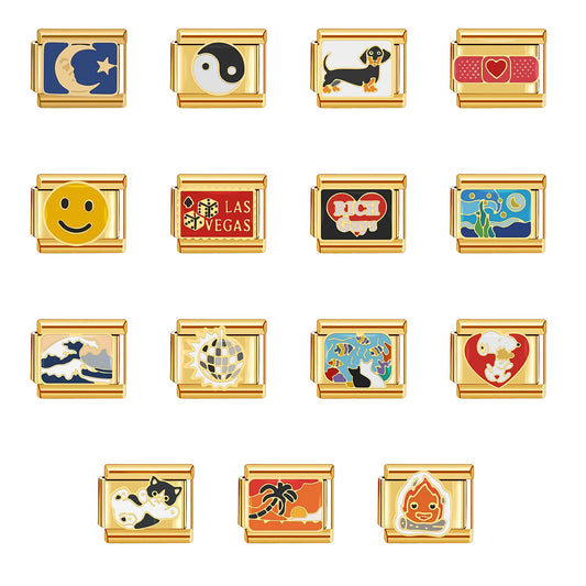 Italian Charm Store Italian Charm Bracelet 9Mm Diy Gold Color for Rich Guy, Ocean and Beach