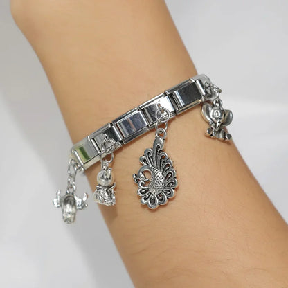 New Original Daisy Dog Cow Elephant Peacock Italian Links Charm Fit 9Mm Bracelet Stainless Steel Jewelry Making DJ281
