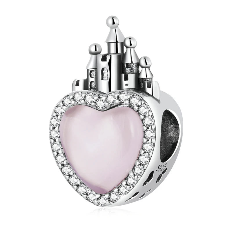 925 Sterling Silver Heart-Shape Charm Beads Fit Original Charm Bracelet Inlaid Zircon Colorful Pendants DIY Accessories