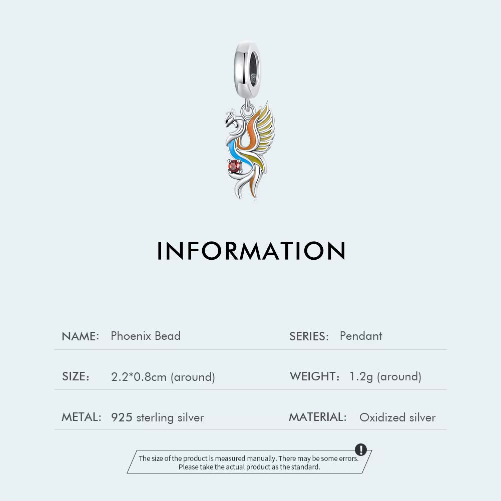 925 Sterling Silver Phoenix Charm