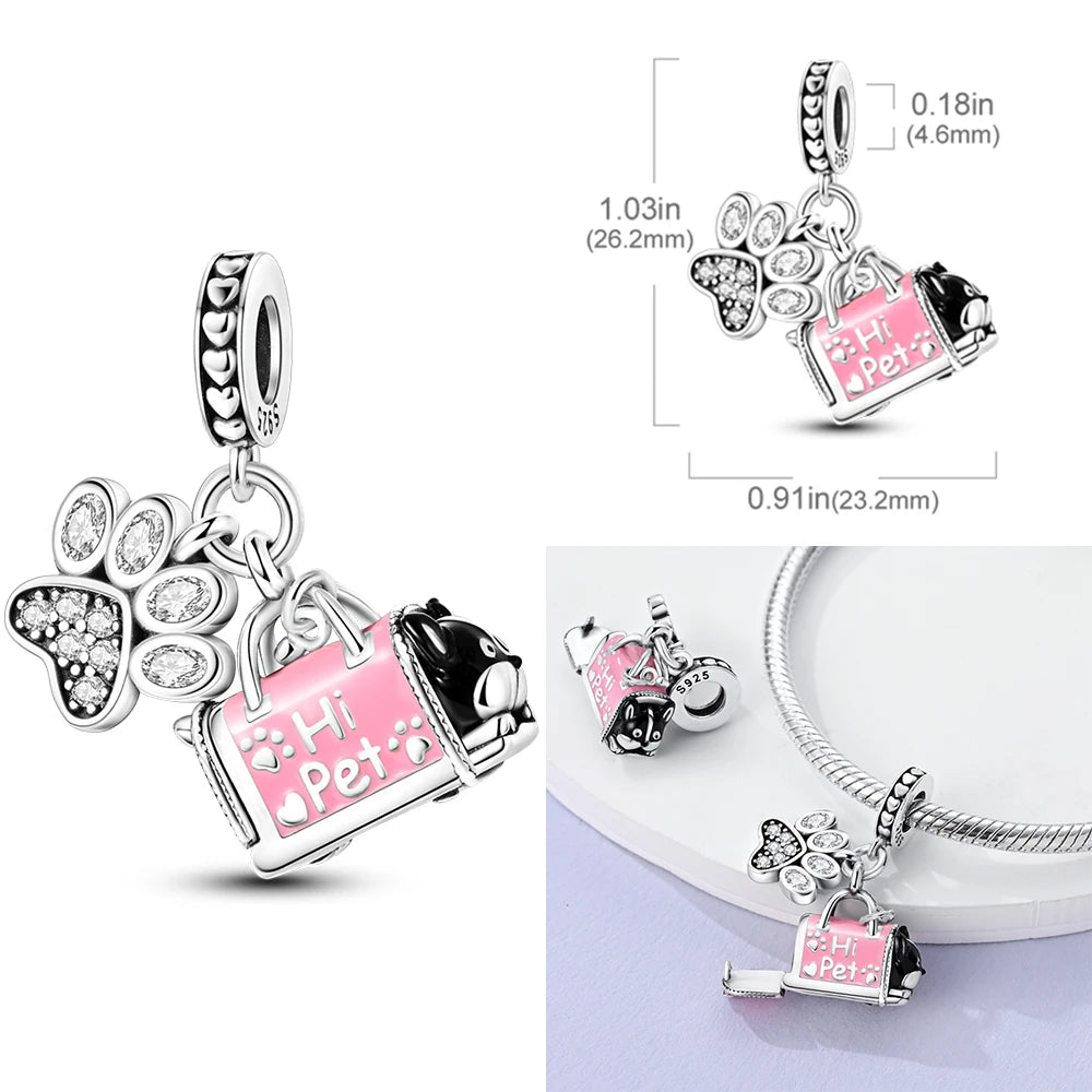 Pink Series Charms 925 Silver Perfume Butterfly Charm Beads Pendent Dangle Fit Original Bangle Charm Bracelet DIY Women Jewelry