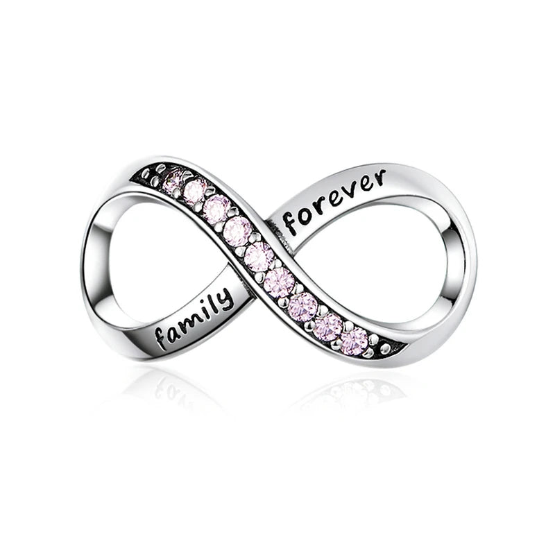 925 Sterling Silver Clear 5A Crystal Collection Family Heart Cross Charm Beads Fit for Charm Bracelet & Necklace Pendant