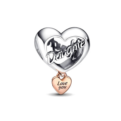 Infinity Love Mother Daughter Mum Heart Charms for Original 925 Charms Bracelet Silver Charm Bead for Mother'S Day Gift Jewelry
