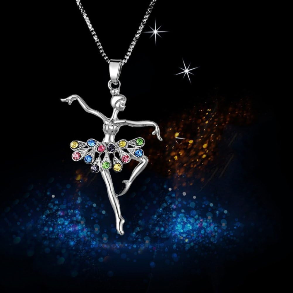 Necklances for Women Fashion & Fashion Lady Ballerina Pendant Necklace Rhinestone Charm Jewelry Xmas Gift, Rhinestone Zinc, Rhinestone
