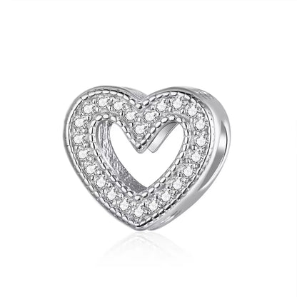 925 Sterling Silver Crystal Pave - Heart Charm
