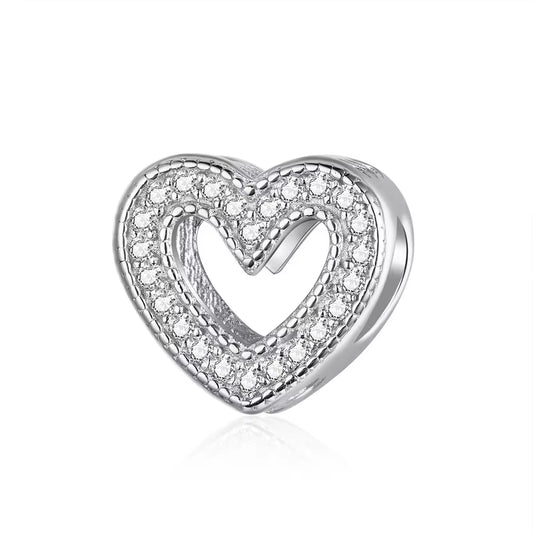 925 Sterling Silver Crystal Pave - Heart Charm
