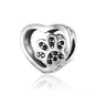 925 Sterling Silver Heart-Shape Collection Charms Cat Love Paw Footprints Charms Fit for Charm Bracelet Fine Jewelry