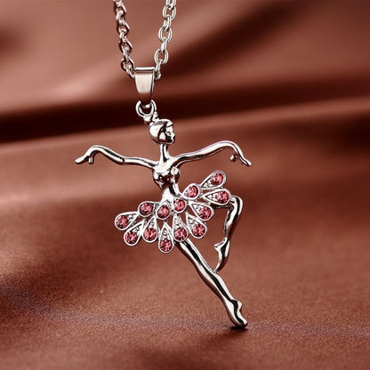 Necklances for Women Fashion & Fashion Lady Ballerina Pendant Necklace Rhinestone Charm Jewelry Xmas Gift, Rhinestone Zinc, Rhinestone