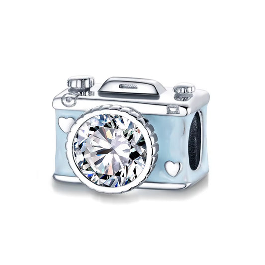 925 Sterling Silver Fashion Travel - Blue Pave Camera