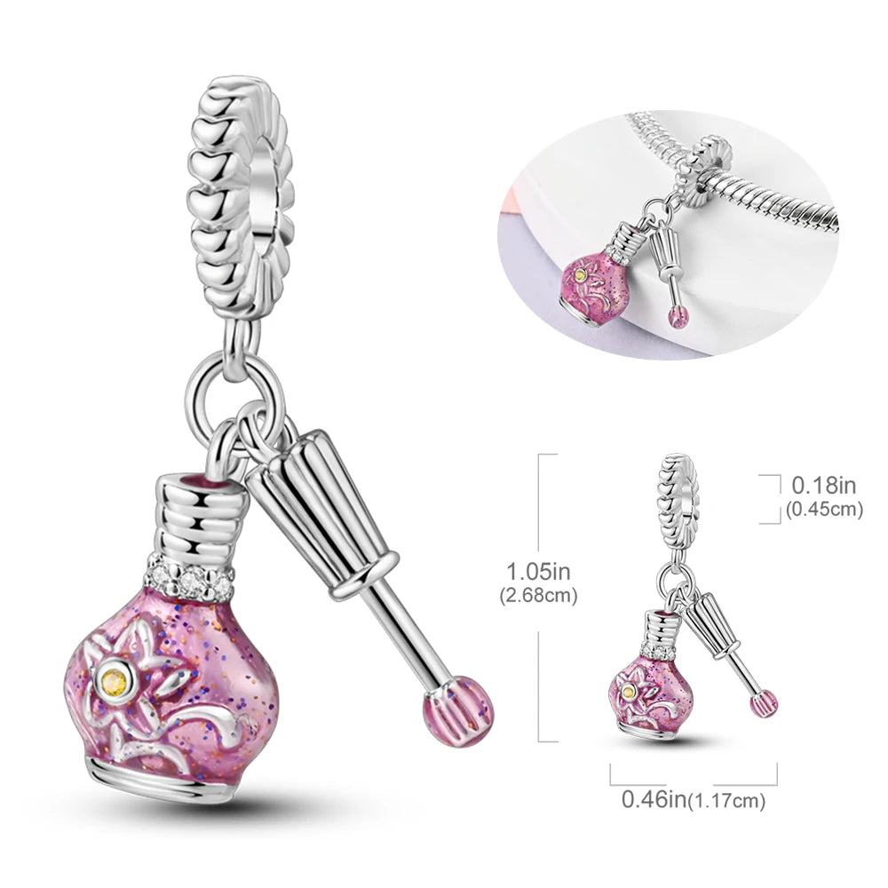Pink Series Charms 925 Silver Perfume Butterfly Charm Beads Pendent Dangle Fit Original Bangle Charm Bracelet DIY Women Jewelry