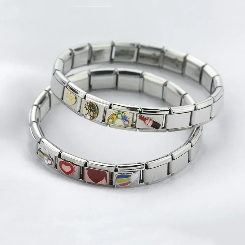 2024 Fashion Spider Star Moon Love Owl Italian Charm Links Fit 9Mm Bracelet Stainless Steel Jewelry Making DJ003-346