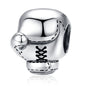 Cute 925 Sterling Silver Gym Clothes Pink Workout Girl Charm Dumbbells Charm for Bracelet Women Fashion Jewelry BSC488