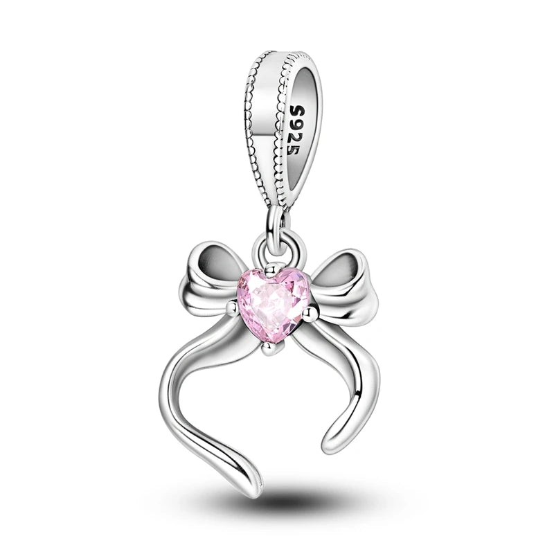 Pink Series Charms 925 Silver Perfume Butterfly Charm Beads Pendent Dangle Fit Original Bangle Charm Bracelet DIY Women Jewelry