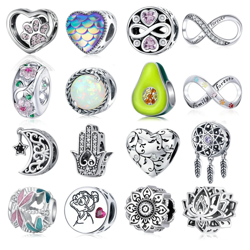 925 Silver Charm Collection 925 Sterling Silver Dazzling CZ Beads Fit Bracelets & Bangles Fine Jewelry BSC039