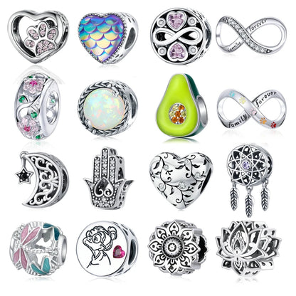 925 Silver Charm Collection 925 Sterling Silver Dazzling CZ Beads Fit Bracelets & Bangles Fine Jewelry BSC039