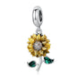3D Rose Flower Pendant Charm 925 Sterling Silver Rose Gold Color Charms for Bracelet or Necklace DIY Sunflower Charms