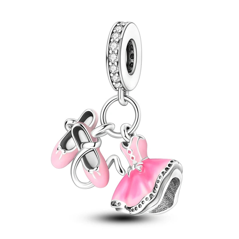 Pink Series Charms 925 Silver Perfume Butterfly Charm Beads Pendent Dangle Fit Original Bangle Charm Bracelet DIY Women Jewelry