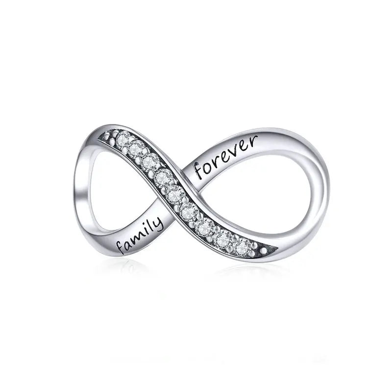 925 Sterling Silver Clear 5A Crystal Collection Family Heart Cross Charm Beads Fit for Charm Bracelet & Necklace Pendant