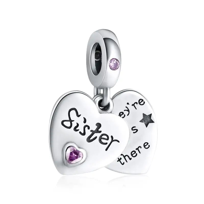 DALARAN Heart Shape Love Sterling Silver Charm 925 Friendship Sisters Bead Fits Original Charm Bracelet DIY Jewelry