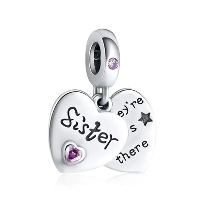 DALARAN Heart Shape Love Sterling Silver Charm 925 Friendship Sisters Bead Fits Original Charm Bracelet DIY Jewelry