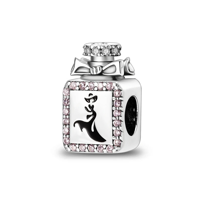 Pink Series Charms 925 Silver Perfume Butterfly Charm Beads Pendent Dangle Fit Original Bangle Charm Bracelet DIY Women Jewelry