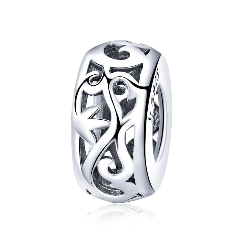 925 Sterling Silver Heart-Shape Collection Charms Cat Love Paw Footprints Charms Fit for Charm Bracelet Fine Jewelry