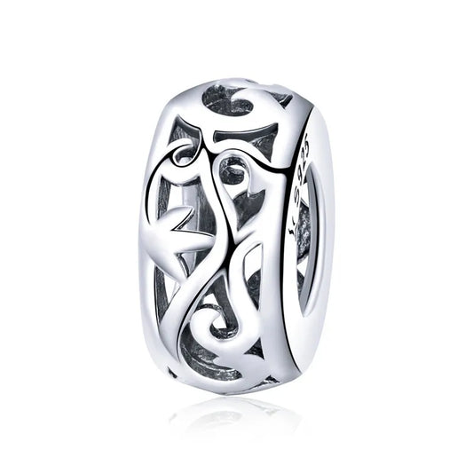 925 Sterling Silver Heart-Shape Collection Charms Cat Love Paw Footprints Charms Fit for Charm Bracelet Fine Jewelry