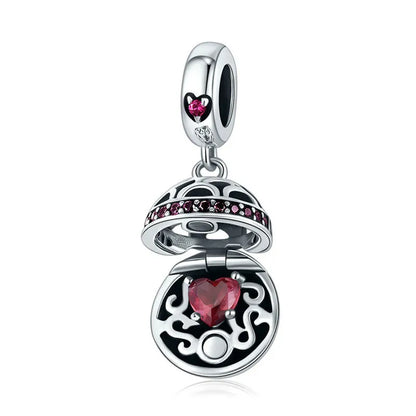 Authentic 925 Sterling Silver Love Gift Box Dangle Ball Charm Pendant Fit Women Charm Bracelet & Necklaces Jewelry SCC689