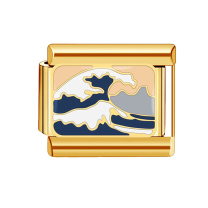 Italian Charm Store Italian Charm Bracelet 9Mm Diy Gold Color for Rich Guy, Ocean and Beach