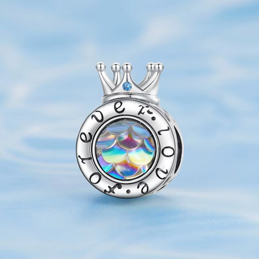 925 Sterling Silver Glacier Charm - Forever Love Crown