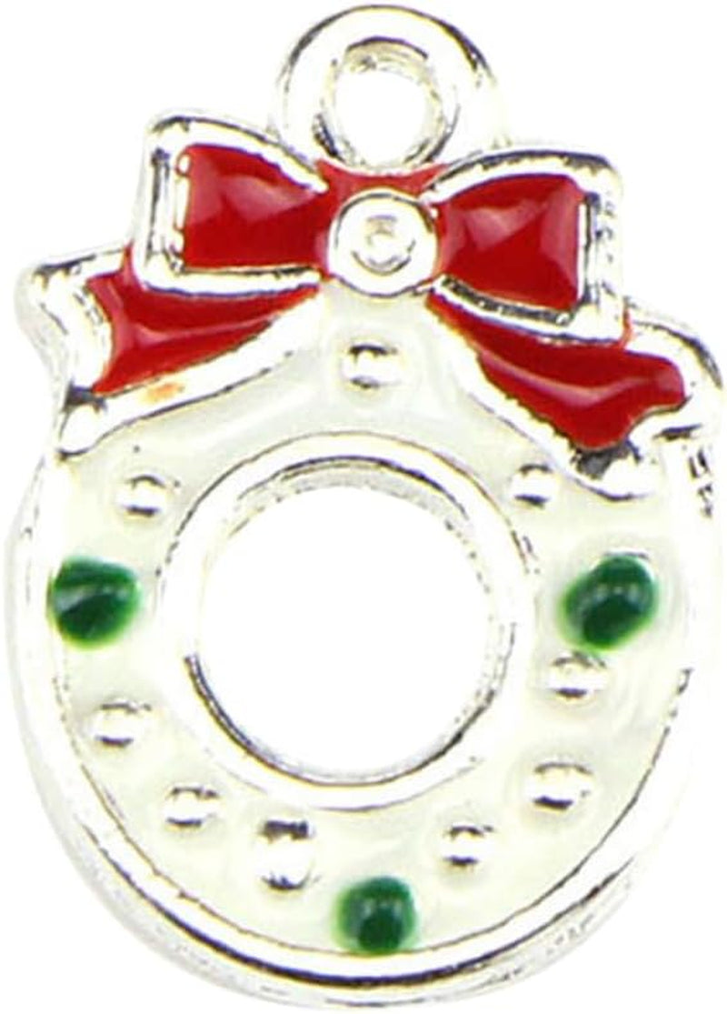 20Pcs Diy Christmas Alloy Pendant Charm Set Snowflake Wreath Jewelry Making Supplies for Necklace Bracelet Holiday Crafts