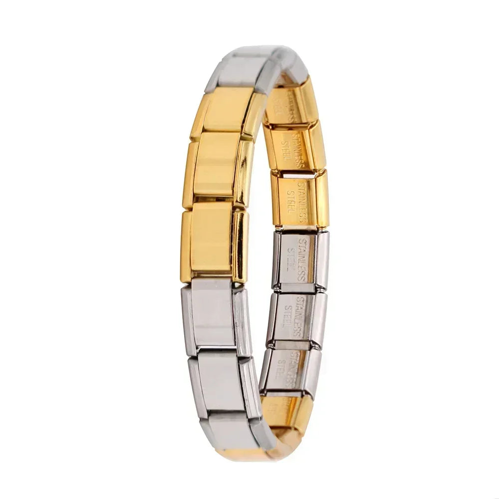 New Women'S Jewelry 9Mm Width Itanlian Elastic Charm Bracelet Fashion Stainless Steel Bangle ST-