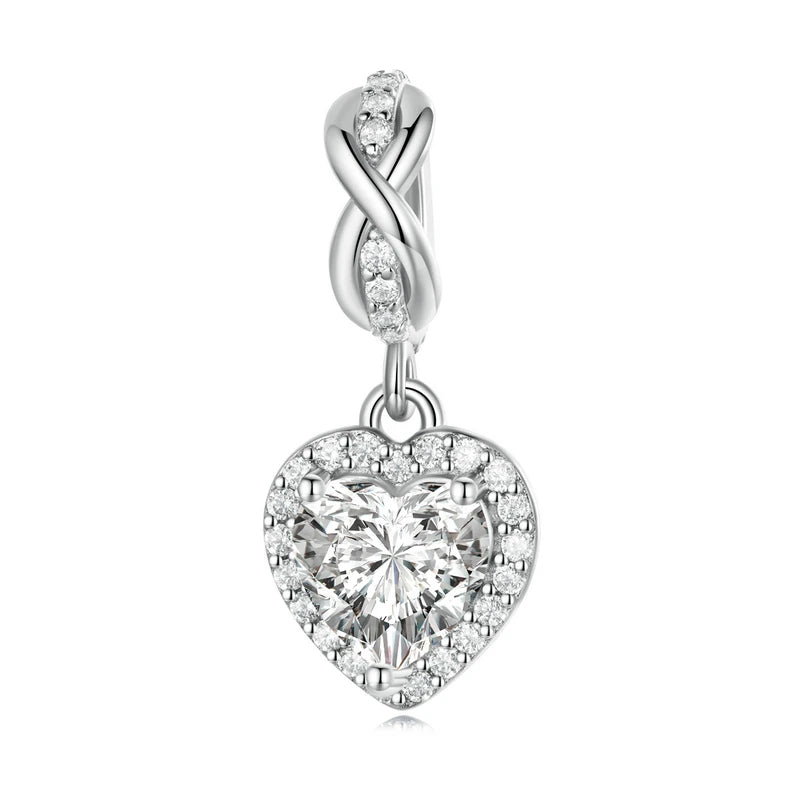 925 Sterling Silver Heart-Shape Charm Beads Fit Original Charm Bracelet Inlaid Zircon Colorful Pendants DIY Accessories