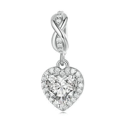 925 Sterling Silver Heart-Shape Charm Beads Fit Original Charm Bracelet Inlaid Zircon Colorful Pendants DIY Accessories
