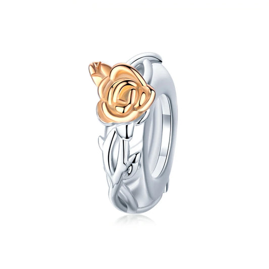 3D Rose Flower Pendant Charm 925 Sterling Silver Rose Gold Color Charms for Bracelet or Necklace DIY Sunflower Charms