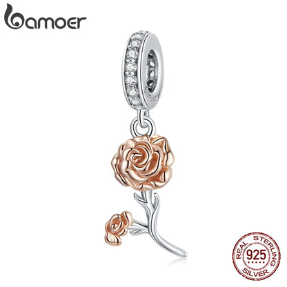 925 Sterling Silver The Beauty and the Beast - Double Flower Charm