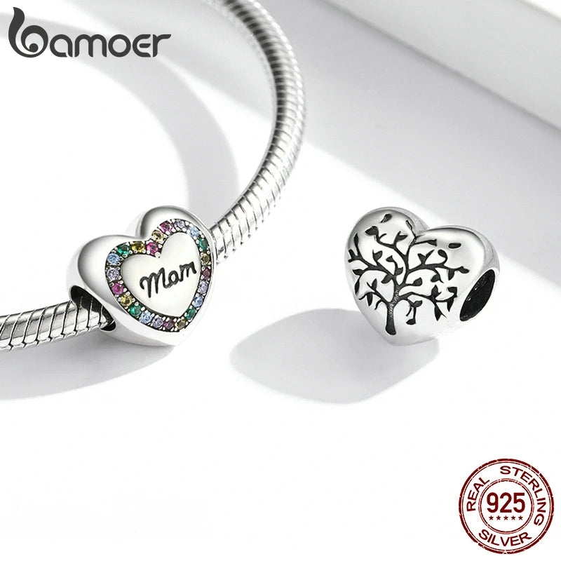 925 Sterling Silver Heart-Shape Charm Beads Fit Original Charm Bracelet Inlaid Zircon Colorful Pendants DIY Accessories