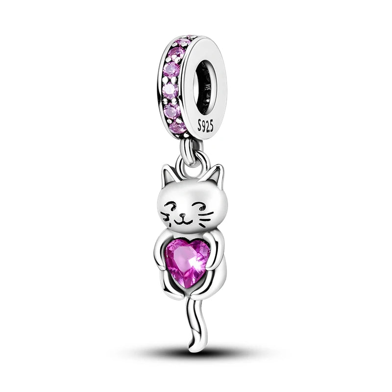 Pink Series Charms 925 Silver Perfume Butterfly Charm Beads Pendent Dangle Fit Original Bangle Charm Bracelet DIY Women Jewelry