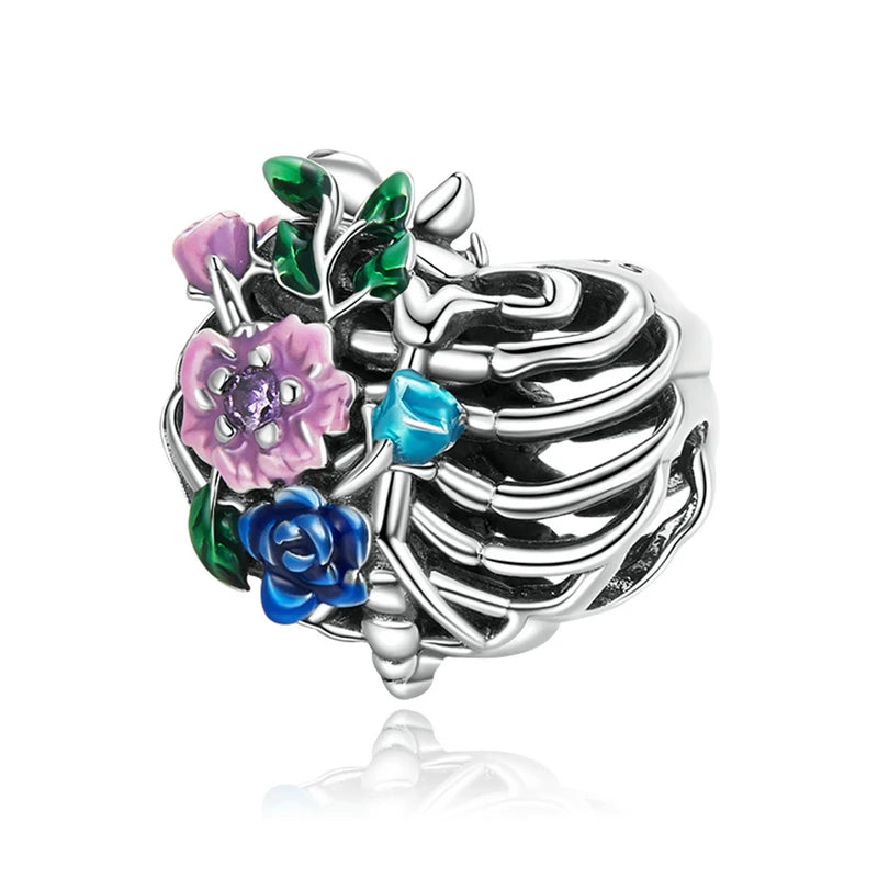 925 Sterling Silver Heart-Shape Charm Beads Fit Original Charm Bracelet Inlaid Zircon Colorful Pendants DIY Accessories