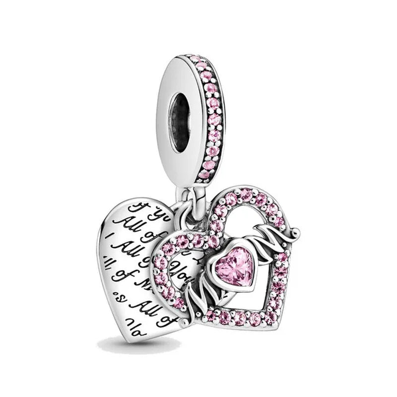 Infinity Love Mother Daughter Mum Heart Charms for Original 925 Charms Bracelet Silver Charm Bead for Mother'S Day Gift Jewelry