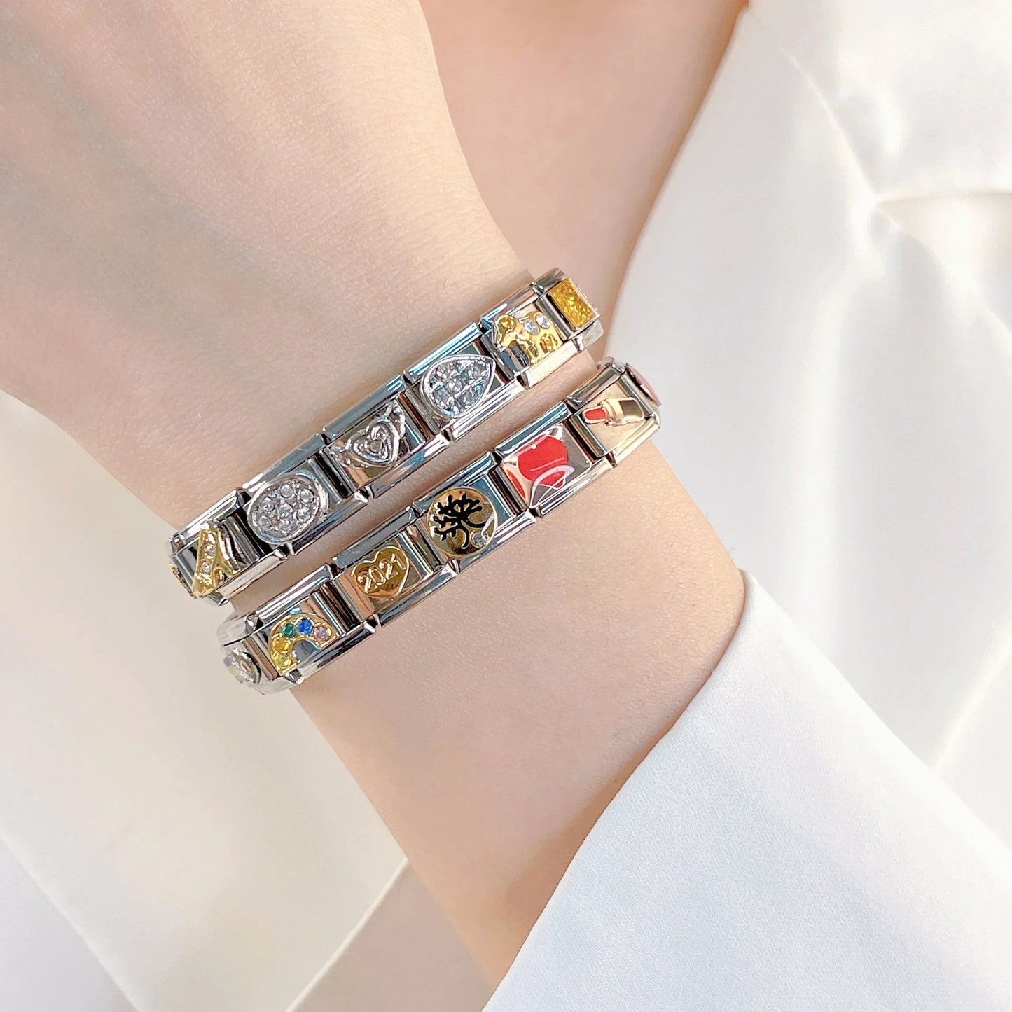 2024 Fashion Spider Star Moon Love Owl Italian Charm Links Fit 9Mm Bracelet Stainless Steel Jewelry Making DJ003-346