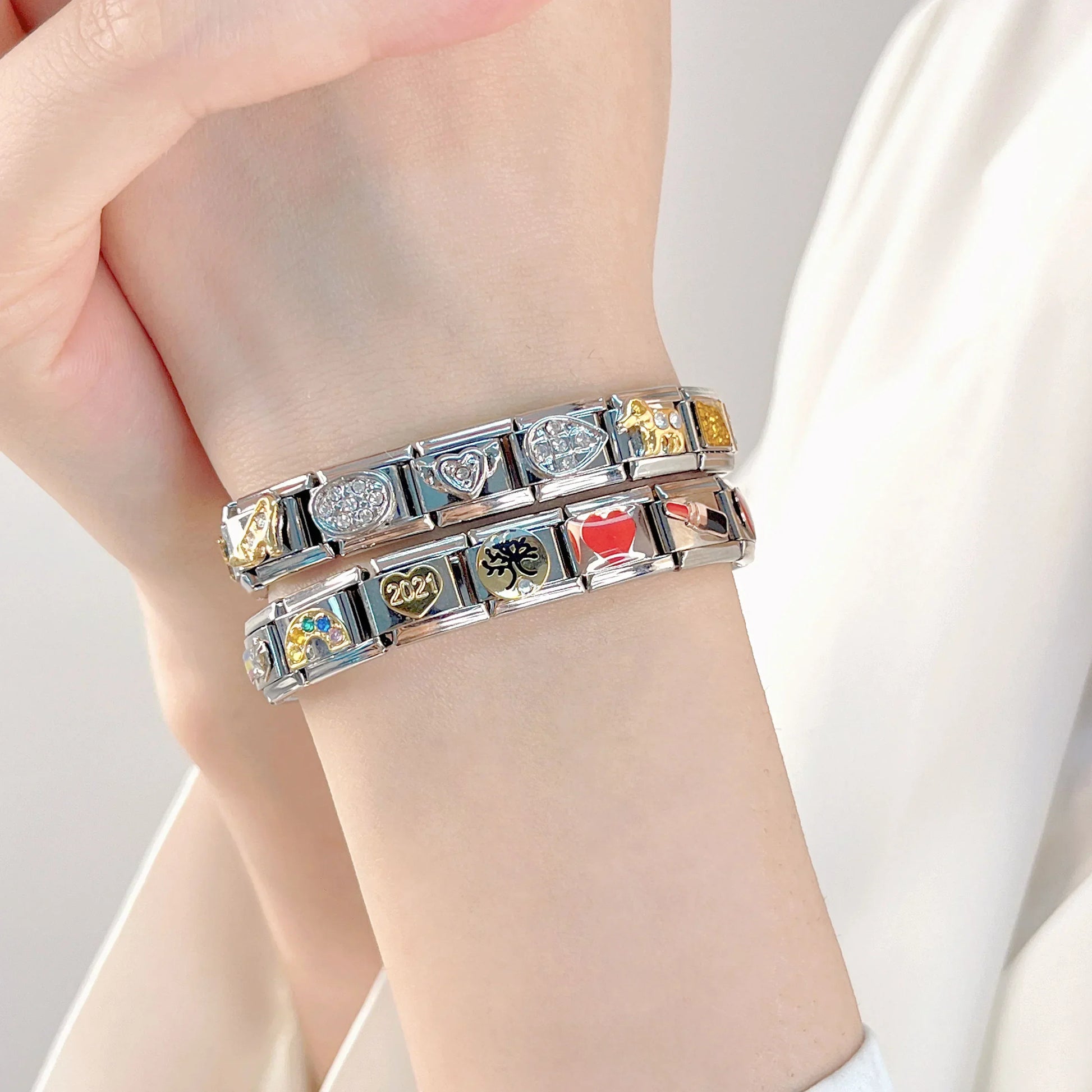 2024 Fashion Spider Star Moon Love Owl Italian Charm Links Fit 9Mm Bracelet Stainless Steel Jewelry Making DJ003-346