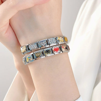 2024 Fashion Spider Star Moon Love Owl Italian Charm Links Fit 9Mm Bracelet Stainless Steel Jewelry Making DJ003-346